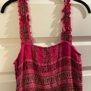 Pink smock top, floral pattern dress